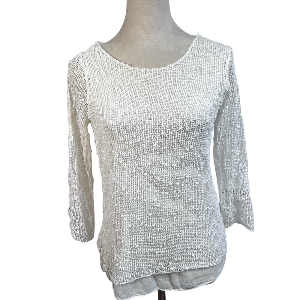 Made in Italy Cotton Gauze Popcorn Texture Cream Top Boho Cottagecore Coastal
